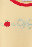 Scalloped Apple Embroidery Bow Dress Aaria Tees