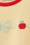 Scalloped Apple Embroidery Bow Dress Aaria Tees