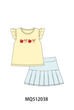 Yellow Apple Embroidery Skorts Set Aaria Tees