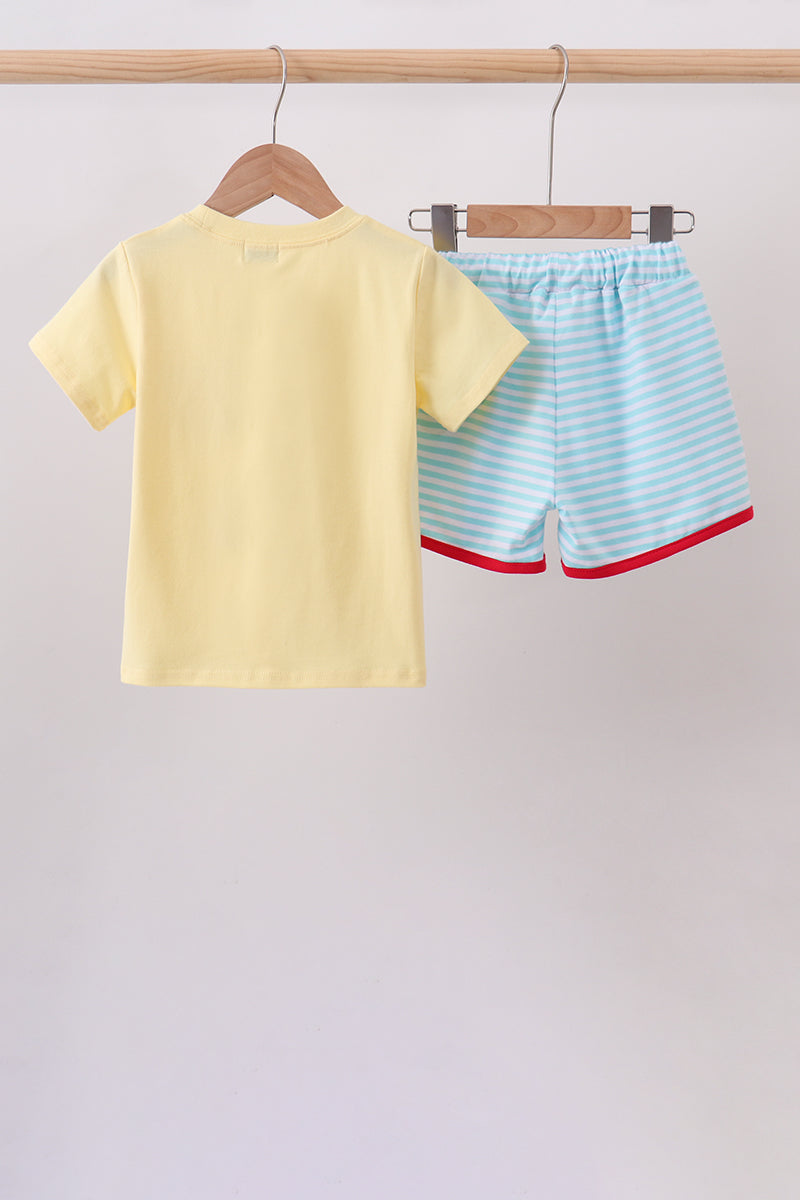 Yellow Apple Embroidery Pocket Set - Aaria Tees Aaria Tees