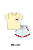 Yellow Apple Embroidery Pocket Set Aaria Tees