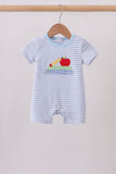 Blue Apple Pencil Embroidery Romper Aaria Tees