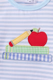 Blue Apple Pencil Embroidery Romper Aaria Tees