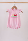 Pink Apple Pencil Embroidery Bubble Aaria Tees