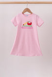 Pink Apple Pencil Embroidery Dress Aaria Tees
