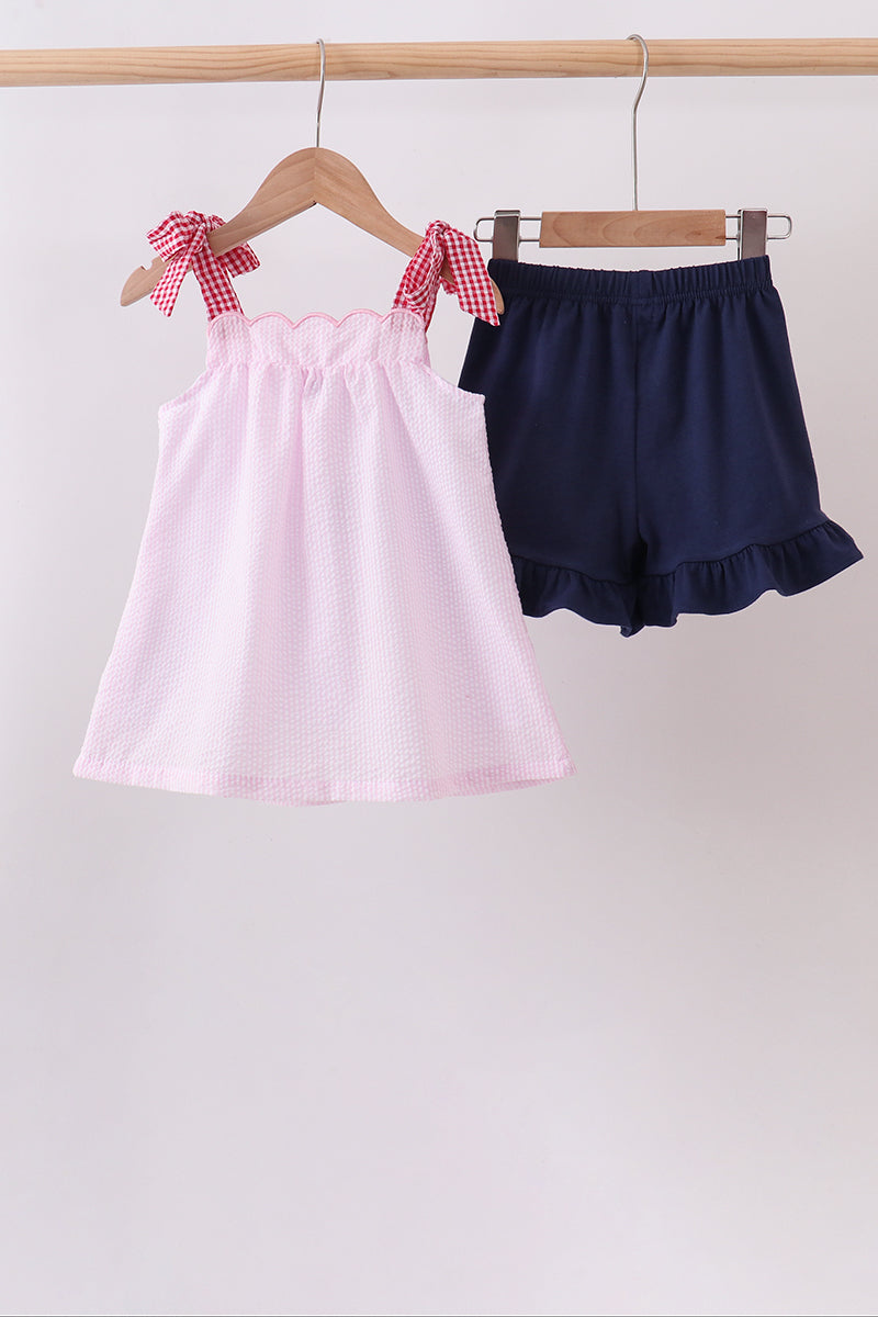 Pink Apple Gingham Set - Aaria Tees Aaria Tees