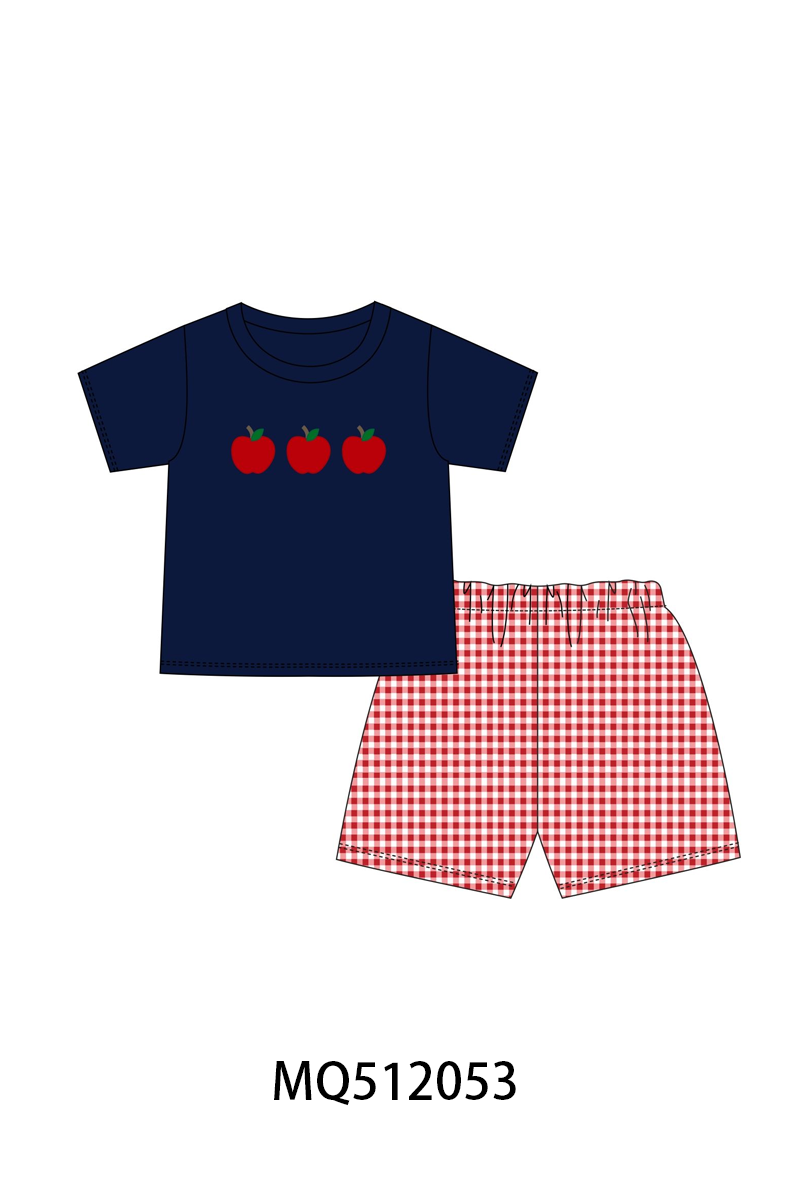Navy Apple Embroidery Set