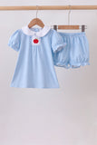 Blue Apple Smocked Bloomer Set - Aaria Tees Aaria Tees