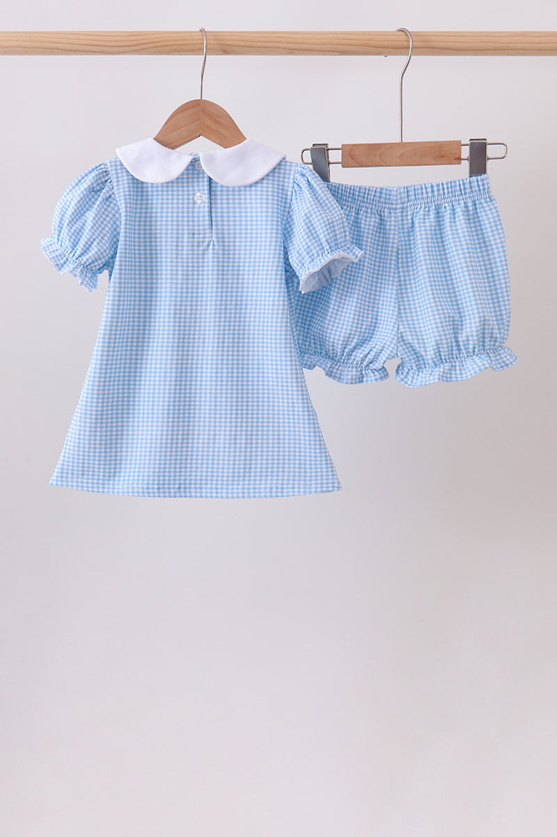 Blue Apple Smocked Bloomer Set - Aaria Tees Aaria Tees