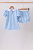 Blue Apple Smocked Bloomer Set - Aaria Tees Aaria Tees