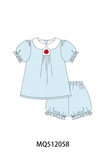 Blue Apple Smocked Bloomer Set Aaria Tees
