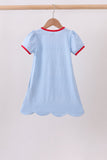 Blue Apple Scalloped Dress Aaria Tees