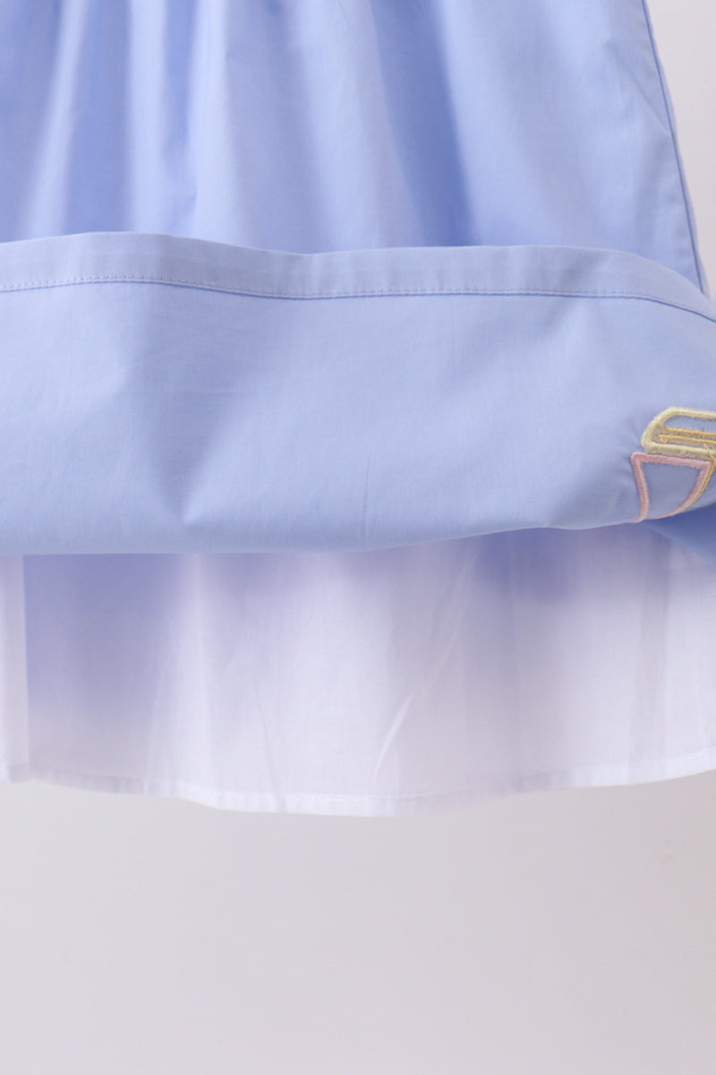 Blue Sailboat Embroidered Dress - Aaria Tees Aaria Tees