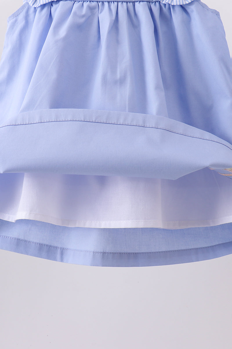 Blue Sailboat Embroidered Bloomer Set - Aaria Tees Aaria Tees