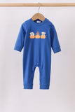 Royal blue puppy pumpkin embroidery romper - Aaria Tees Aaria Tees