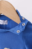 Royal blue puppy pumpkin embroidery romper - Aaria Tees Aaria Tees