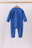 Royal blue puppy pumpkin embroidery romper - Aaria Tees Aaria Tees