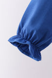 Royal blue puppy pumpkin embroidery pants set - Aaria Tees Aaria Tees