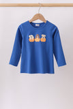 Royal blue puppy pumpkin embroidery top - Aaria Tees Aaria Tees
