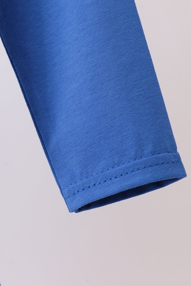 Royal blue puppy pumpkin embroidery top - Aaria Tees Aaria Tees
