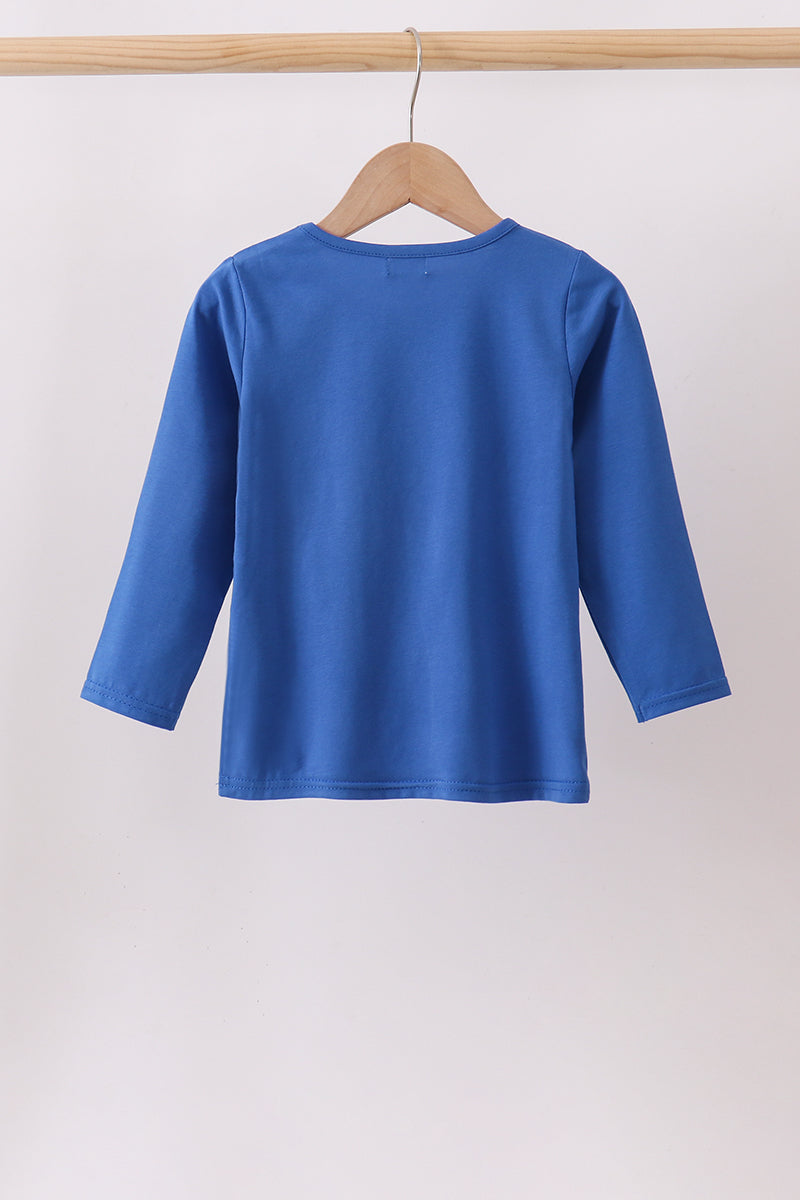 Royal blue puppy pumpkin embroidery top - Aaria Tees Aaria Tees