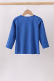 Royal blue puppy pumpkin embroidery top - Aaria Tees Aaria Tees