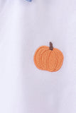 Blue gingham pumpkin embroidery shorts set - Aaria Tees Aaria Tees