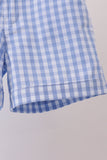 Blue gingham pumpkin embroidery shorts set - Aaria Tees Aaria Tees