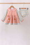 Pumpkin Jacquard embroidery plaid bloomer set - Aaria Tees Aaria Tees