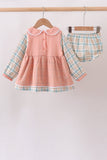Pumpkin Jacquard embroidery plaid bloomer set - Aaria Tees Aaria Tees