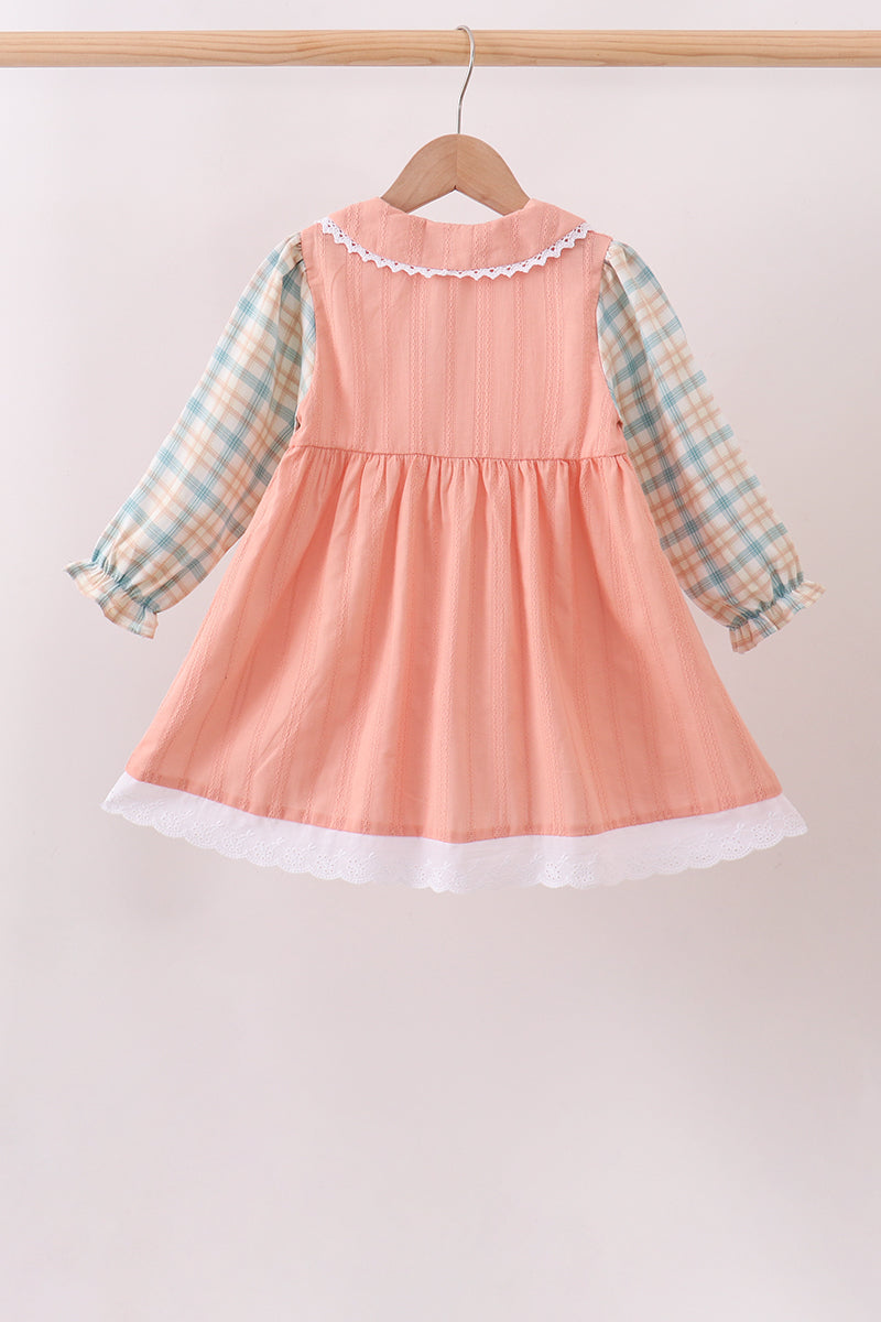 Pumpkin Jacquard plaid button dress - Aaria Tees Aaria Tees