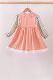 Pumpkin Jacquard plaid button dress - Aaria Tees Aaria Tees