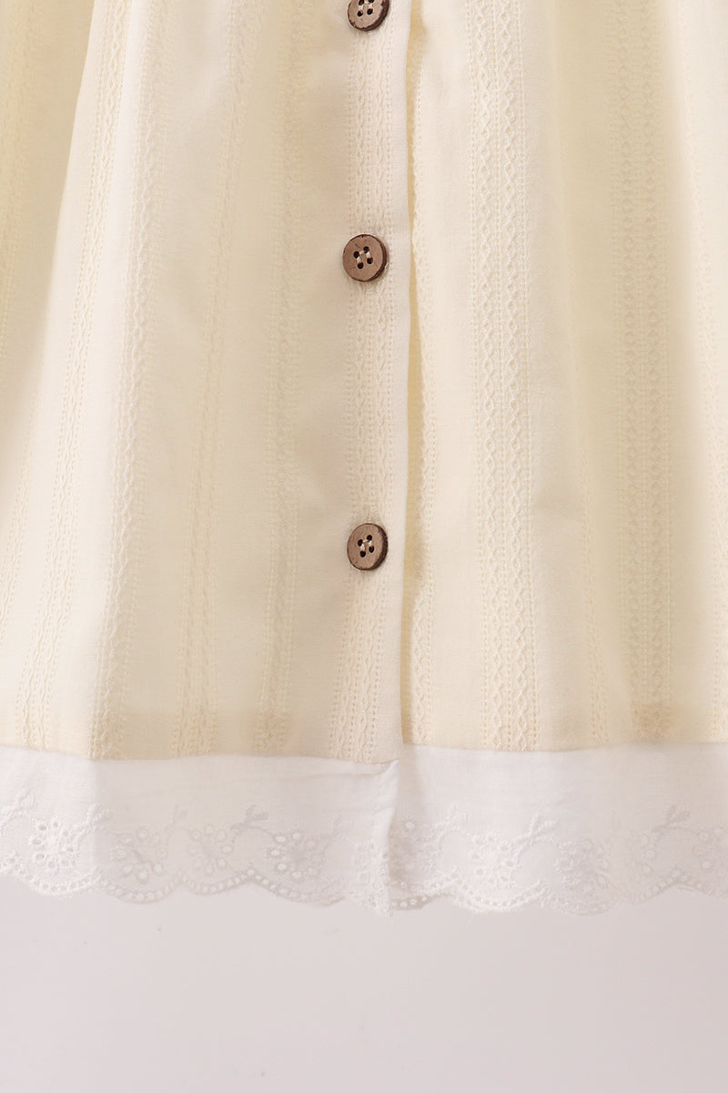 Cream plaid button dress - Aaria Tees Aaria Tees