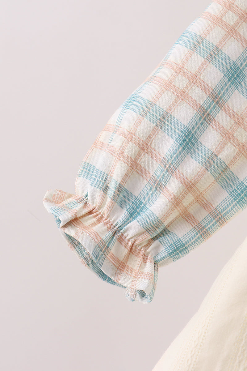 Cream plaid button dress - Aaria Tees Aaria Tees