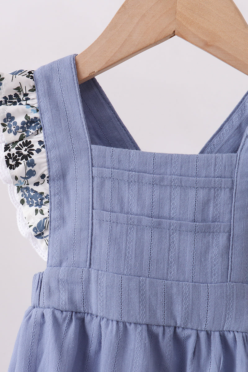 Blue pumpkin embroidery lace ruffle bubble - Aaria Tees Aaria Tees