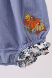 Blue pumpkin embroidery lace ruffle bubble - Aaria Tees Aaria Tees