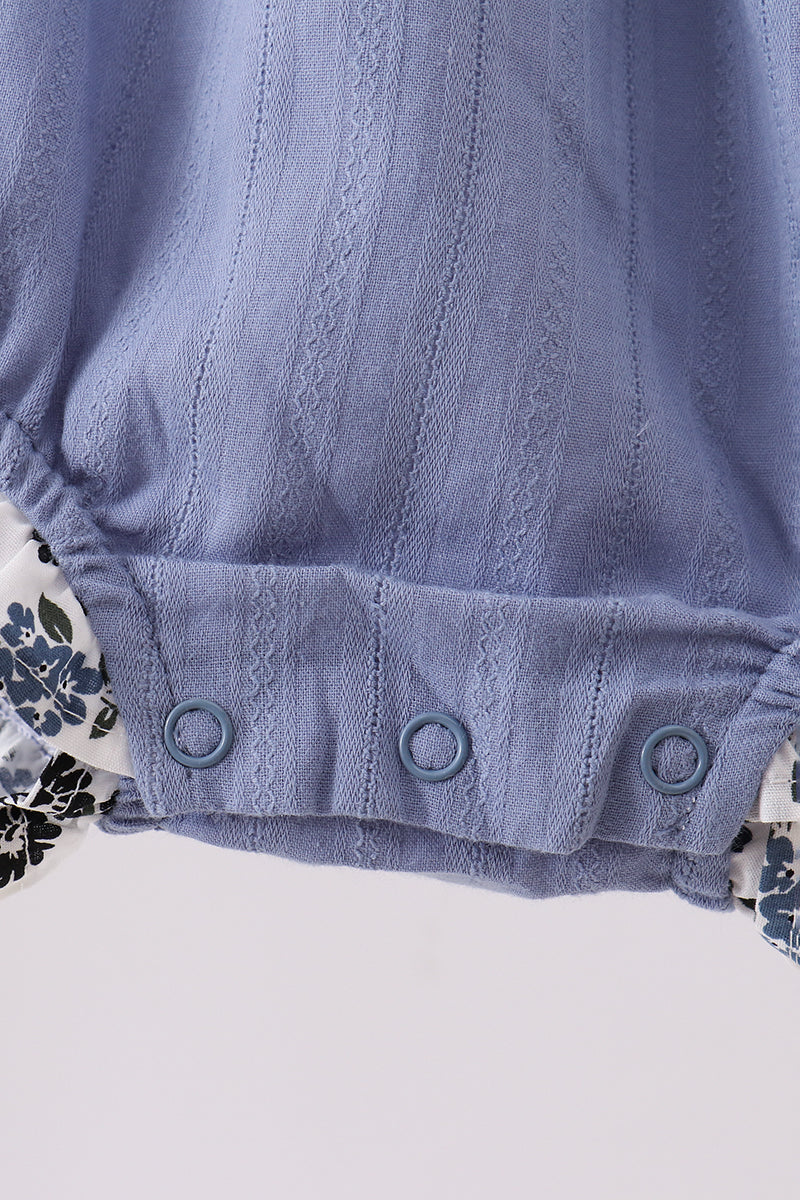 Blue pumpkin embroidery lace ruffle bubble - Aaria Tees Aaria Tees