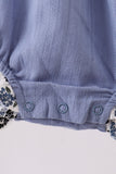 Blue pumpkin embroidery lace ruffle bubble - Aaria Tees Aaria Tees