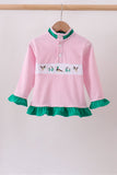 Pink stripe duck embroidery ruffle pullover - Aaria Tees Aaria Tees