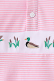 Pink stripe duck embroidery ruffle pullover - Aaria Tees Aaria Tees