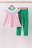 Pink stripe duck embroidery ruffle pants set - Aaria Tees Aaria Tees