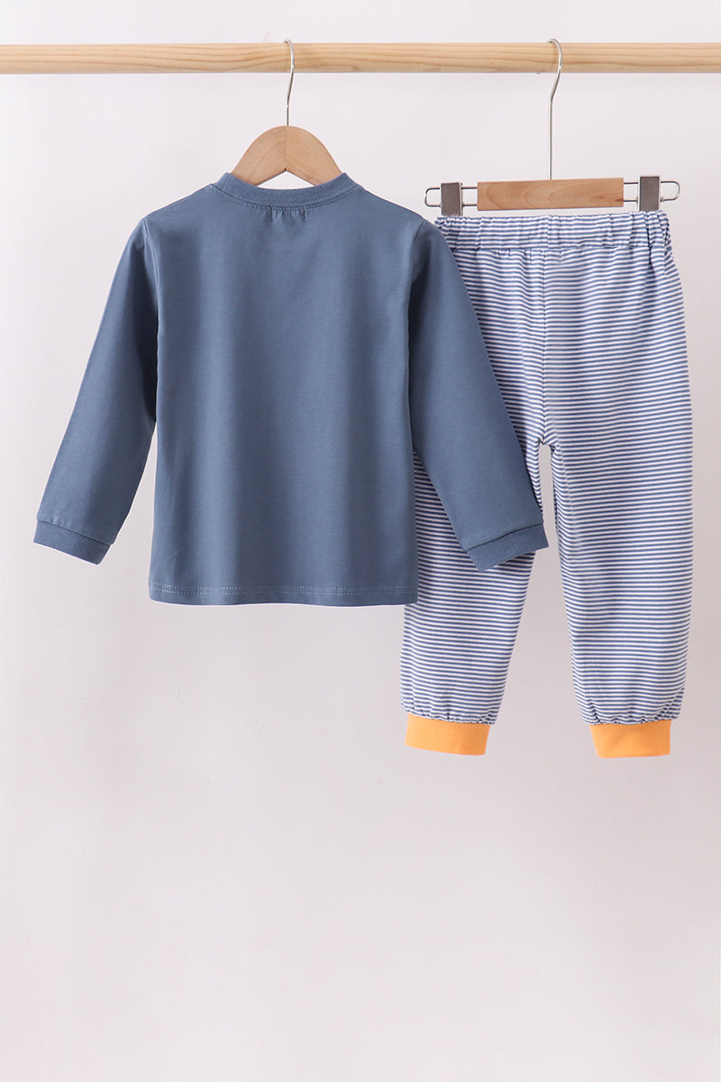 Teal pumpkin embroidery pants set - Aaria Tees Aaria Tees