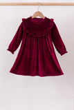 Burgundy velvet Ruffle Dress - Aaria Tees Aaria Tees