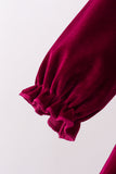 Burgundy velvet Ruffle Dress - Aaria Tees Aaria Tees
