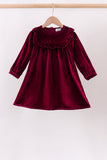 Maroon velvet ruffle dress - Aaria Tees Aaria Tees