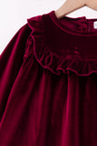 Maroon velvet ruffle dress - Aaria Tees Aaria Tees