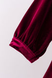 Maroon velvet ruffle dress - Aaria Tees Aaria Tees