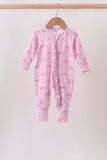 Pink bow print romper - Aaria Tees Aaria Tees