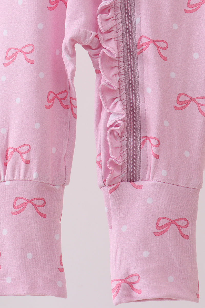 Pink bow print romper - Aaria Tees Aaria Tees