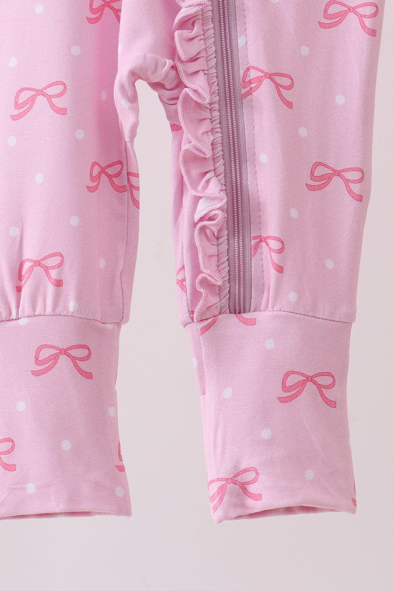 Pink bow print romper - Aaria Tees Aaria Tees